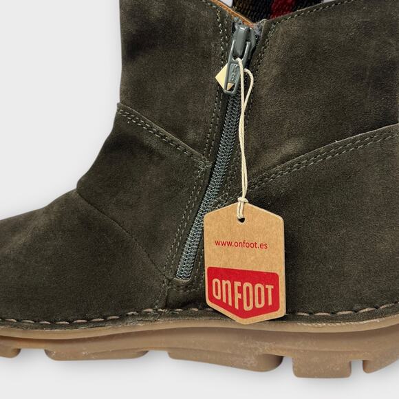 On Foot Silken Waterproof Suede Bootie in Khaki Size 38 NEW - Picture 4 of 13